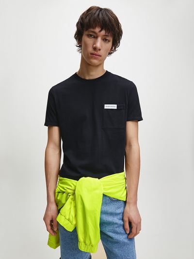 Calvin Klein Ruhák HU750618 | Calvin Klein Slim Organic Cotton Pocket Férfi Póló Fekete